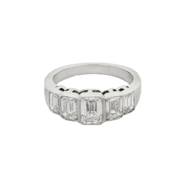 Certificated Diamond Emerald Cut Five Stone Ring in Platinum