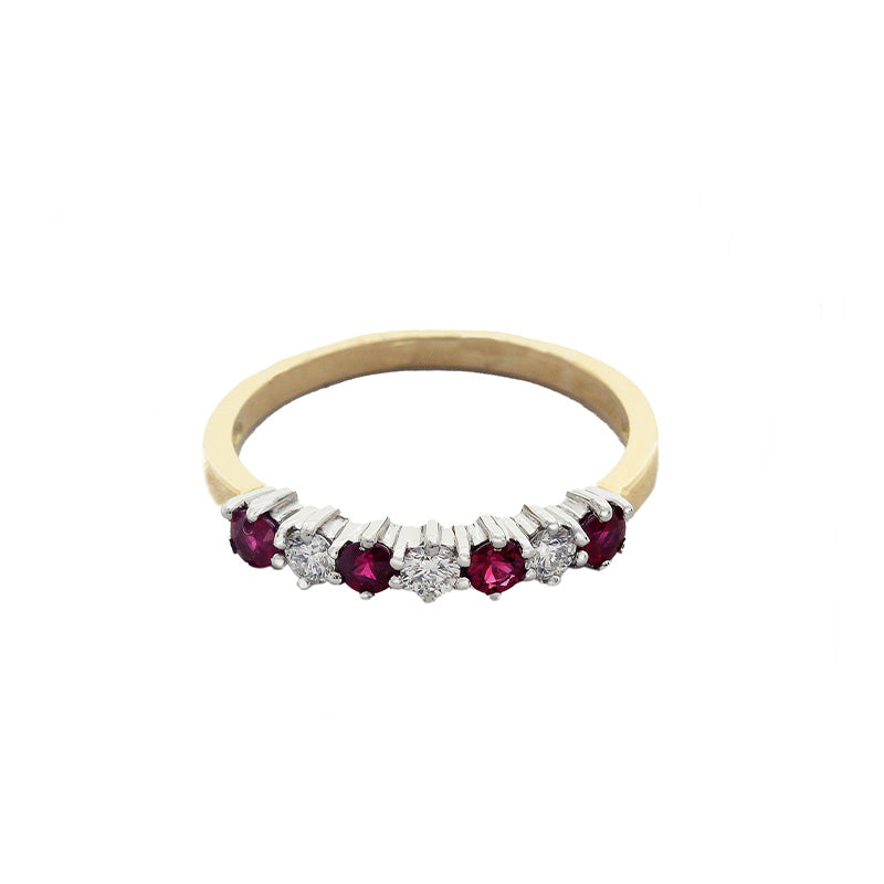 Ruby & Diamond Half Eternity Ring in 18ct Gold