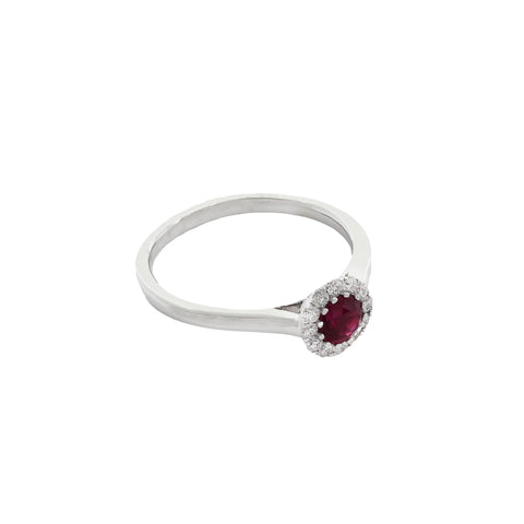 Ruby & Diamond Cluster Ring in 18ct White Gold