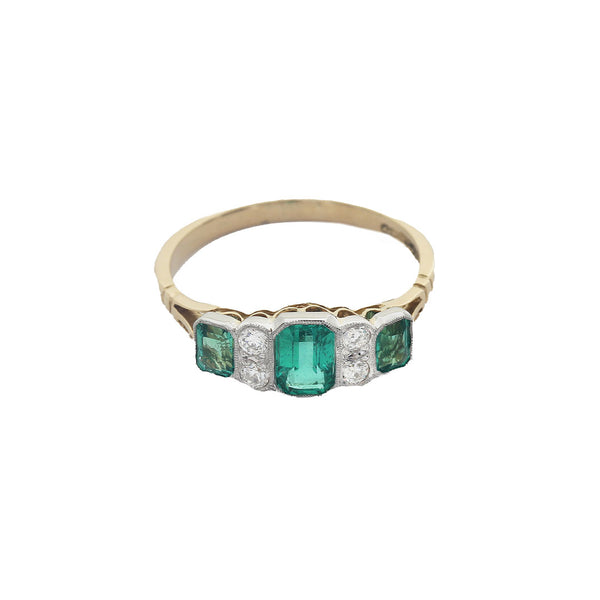 Emerald & Diamond Ring in 18ct Gold & Platinum - Heritage Collection