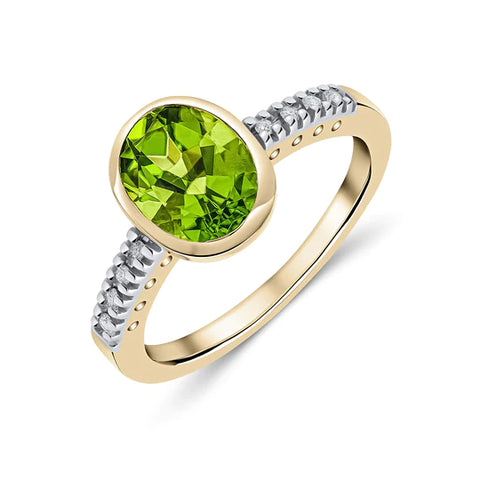 Peridot & Diamond Ring in 9ct Ring