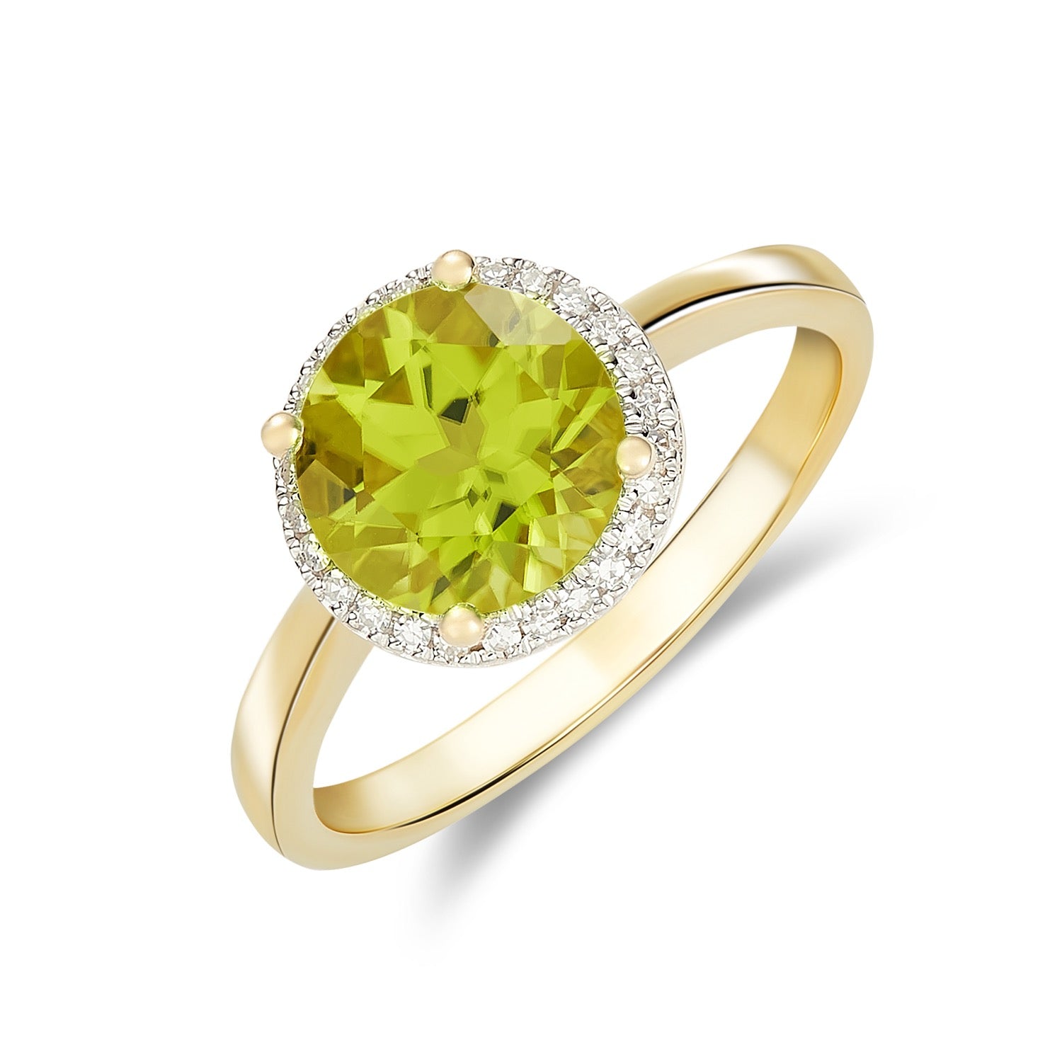 Peridot & Diamond Cluster Ring in 9ct White Gold