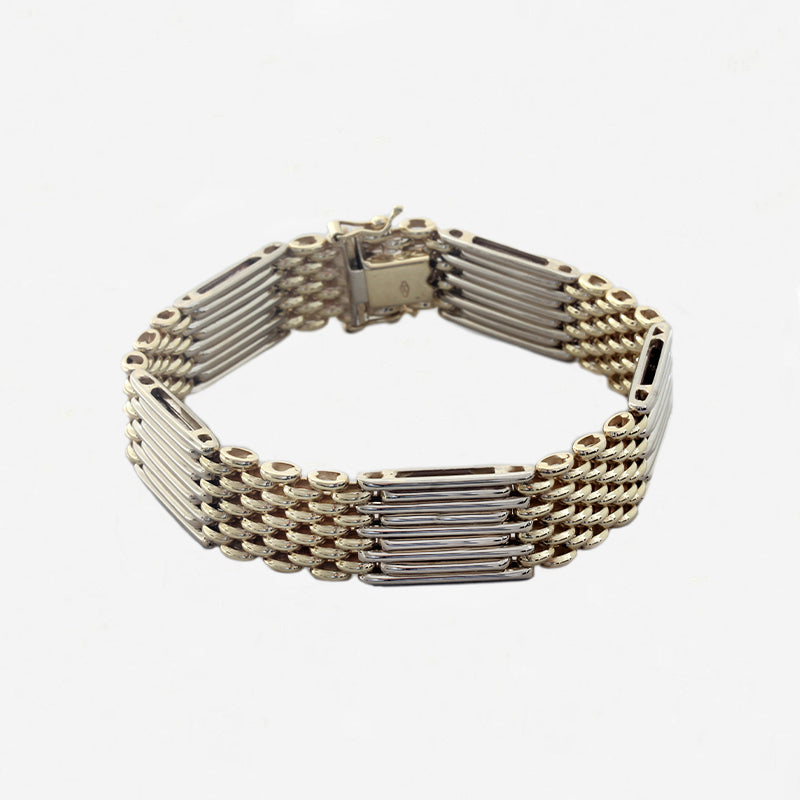 9ct White & Yellow Gold Gate Bracelet - Secondhand