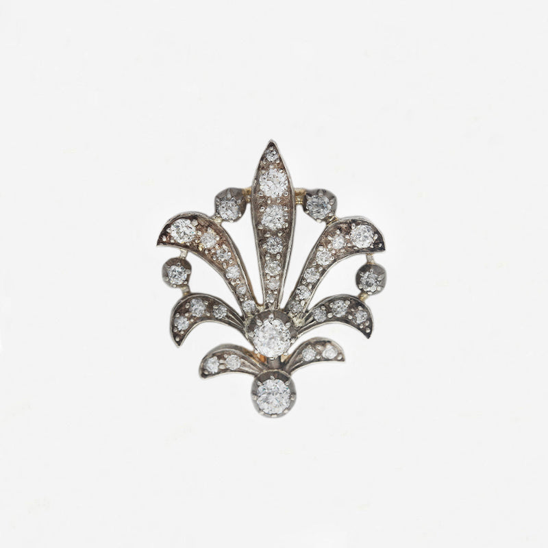 Diamond Victorian Brooch in Silver & 15ct Gold - Secondhand