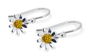 Silver Daisy Drop Earrings