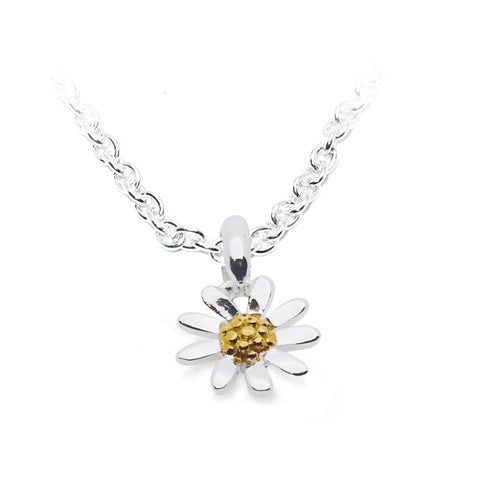 Silver Daisy Pendant 8mm & Chain