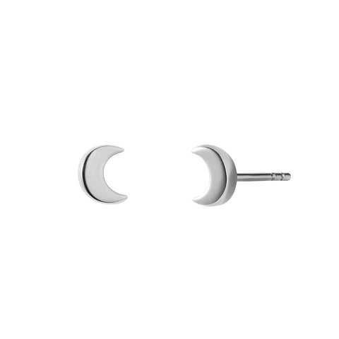 Silver Crescent Moon Stud Earring by Christin Ranger