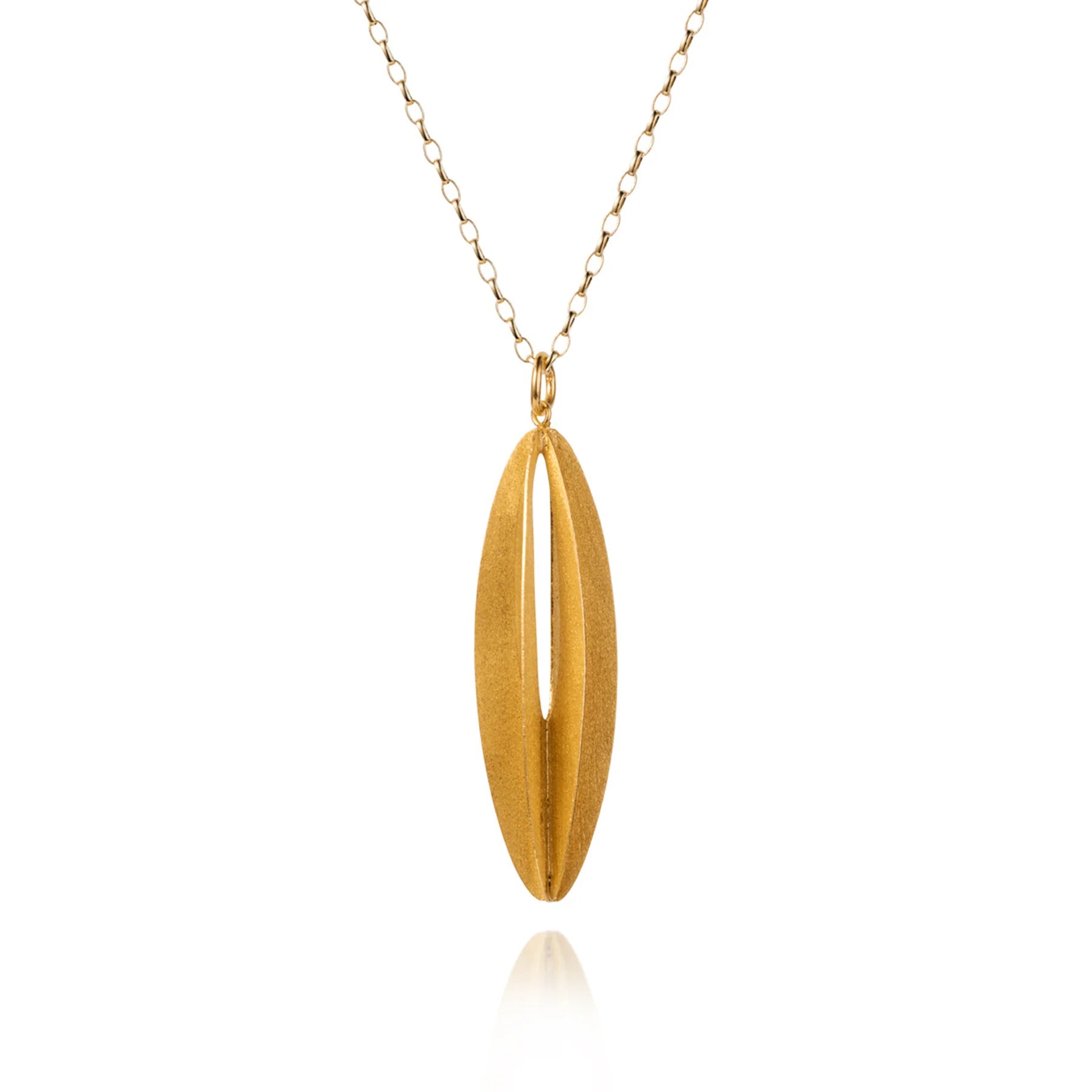 Elliptic Gold Plated Silver Pendant & Chain by Christin Ranger