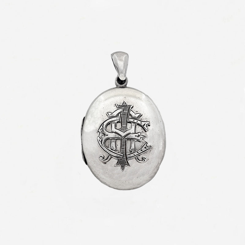 Silver Oval Victorian Locket With Initials - Secondhand