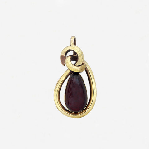 Garnet Victorian Locket Back Pendant in 9ct Gold - Secondhand