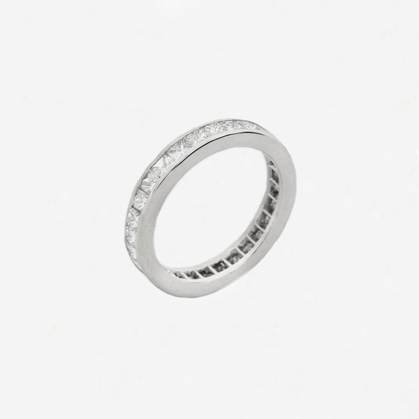 Diamond Princess Cut Full Eternity Ring in 18ct White Gold - Secondhand