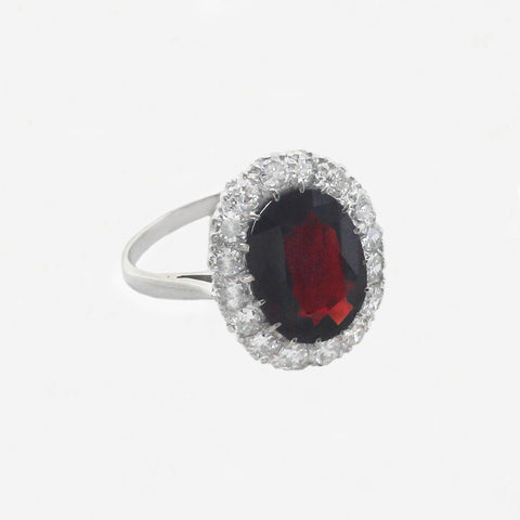 Spinel and Diamond Cluster Ring in 18ct White Gold - Secondhand