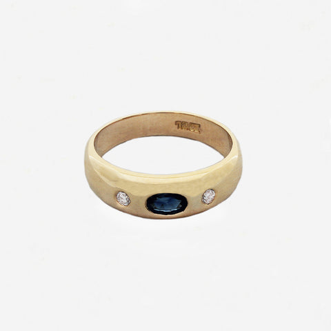 Sapphire & Diamond Three Stone Ring in 18ct Gold - Secondhand