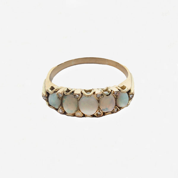 Opal Five Stone Victorian Ring in 18ct Gold - Secondhand