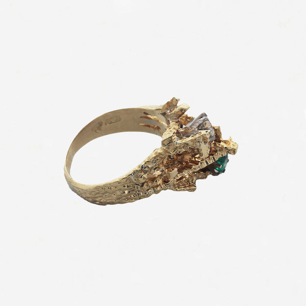 Emerald & Diamond Ring in 18ct Gold - Seconhand