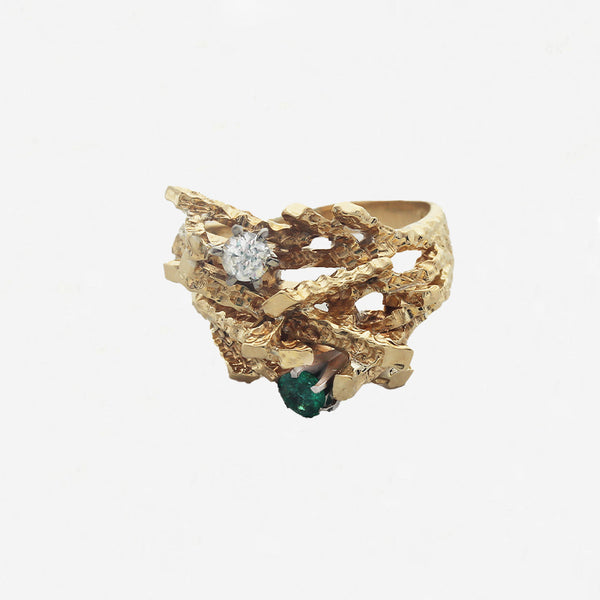 Emerald & Diamond Ring in 18ct Gold - Seconhand