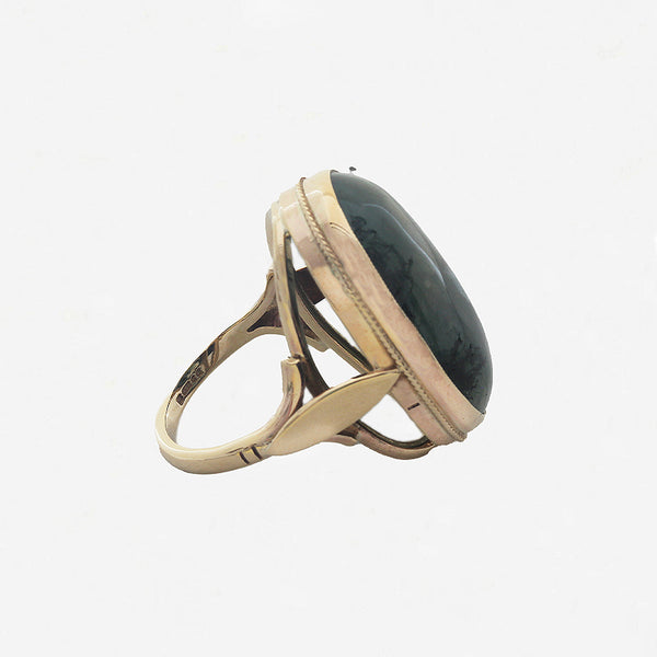 Moss Agate Dress Ring in 9ct Gold - Secondhand