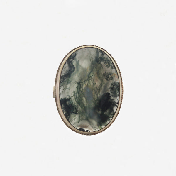 Moss Agate Dress Ring in 9ct Gold - Secondhand