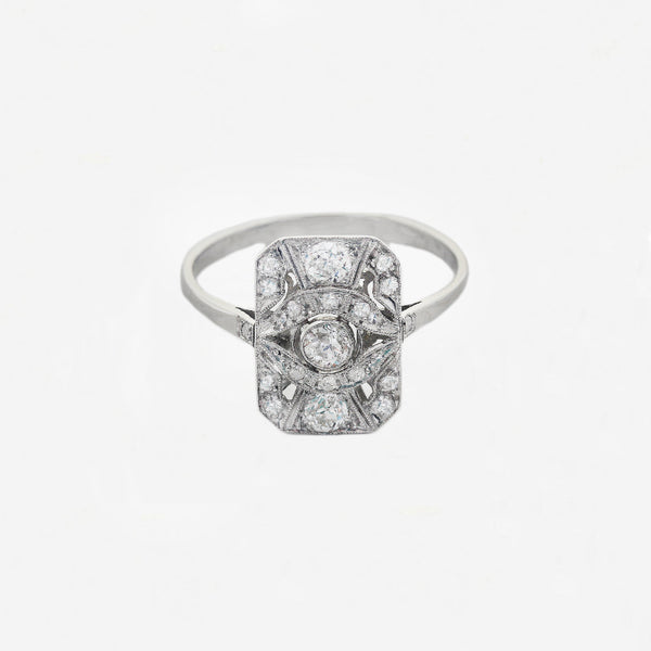 Art Deco Diamond Cluster Ring in Platinum - Secondhand