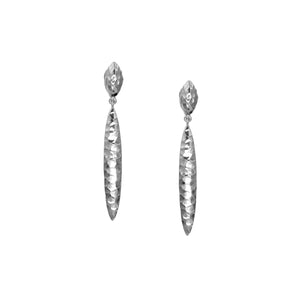 Drop Textured Silver Earrings by Christin Ranger