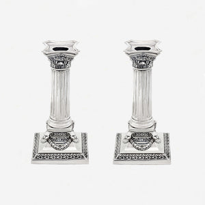 Silver Corinthian Column Candlesticks Birmingham 1913 - Secondhand