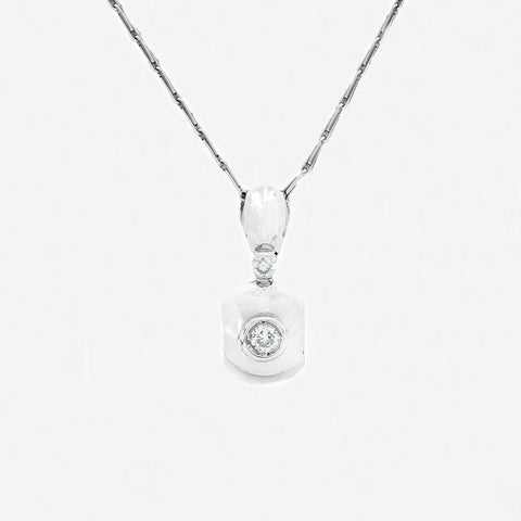 Diamond Pendant & Chain in 18ct White Gold - Secondhand