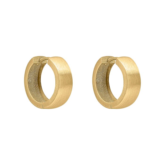 9ct Gold Brushed Chunky Hoop Earrings