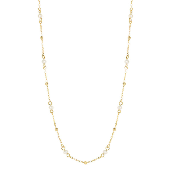 Freshwater Pearl & 9ct Gold Station Necklace