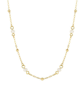 Freshwater Pearl & 9ct Gold Station Necklace