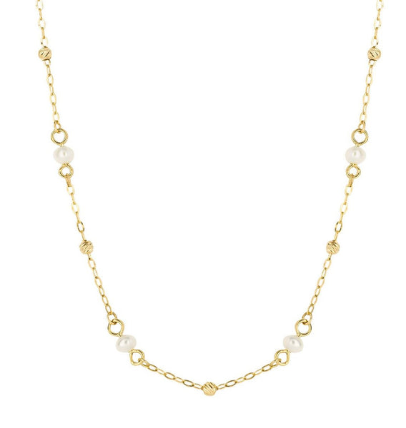 Freshwater Pearl & 9ct Gold Station Necklace