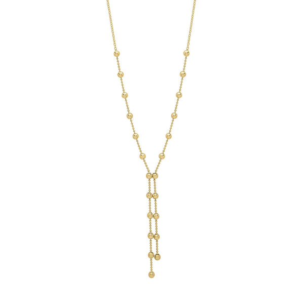 9ct Gold Ball Chain Lariat Necklace