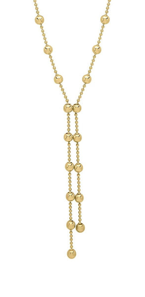 9ct Gold Ball Chain Lariat Necklace