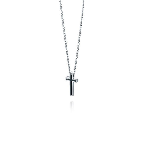 Stainless Steel Black IP Detail Cross Pendant by Fred Bennett