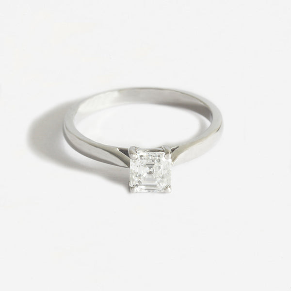 Certificated Asscher Cut Diamond Solitaire Ring in Platinum