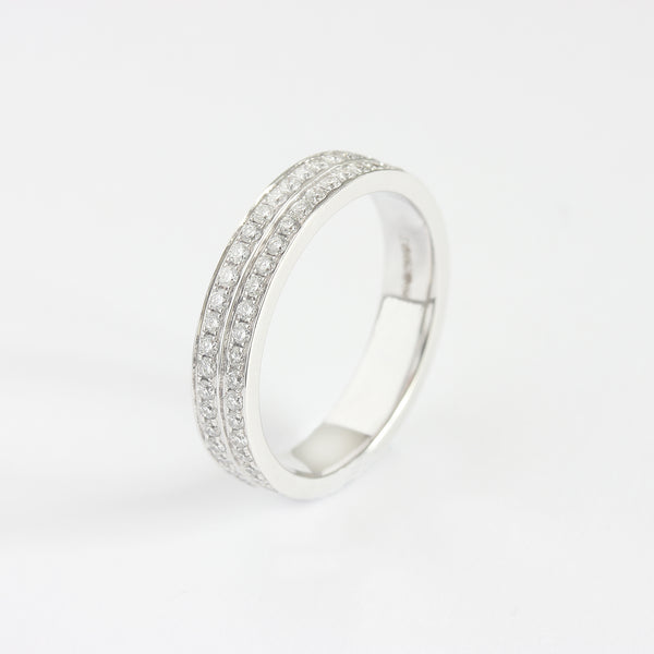 a white gold modern two row diamond set full eternity ring