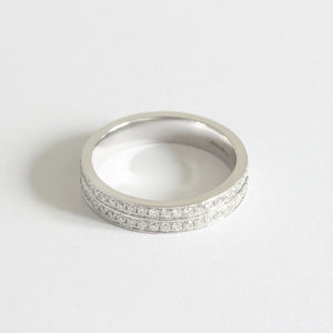 a white gold 2 row diamond set full eternity ring