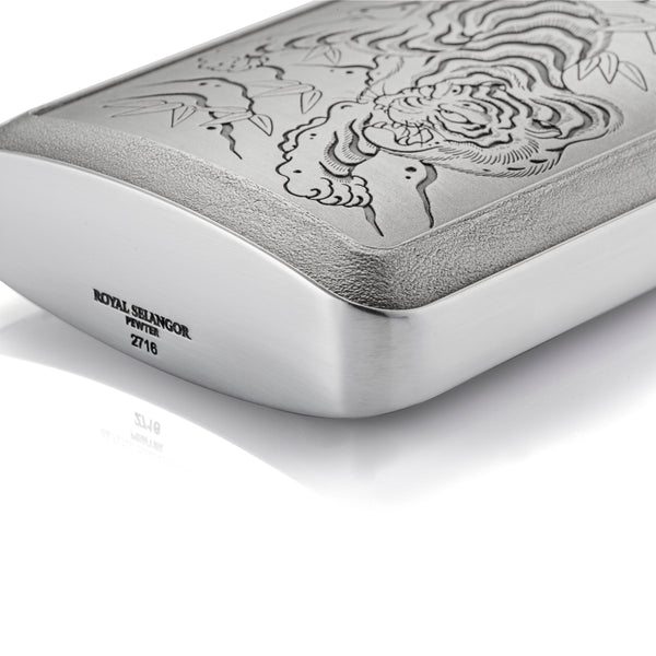 Limited Edition Ortis Tiger Pewter Hip Flask by Royal Selangor