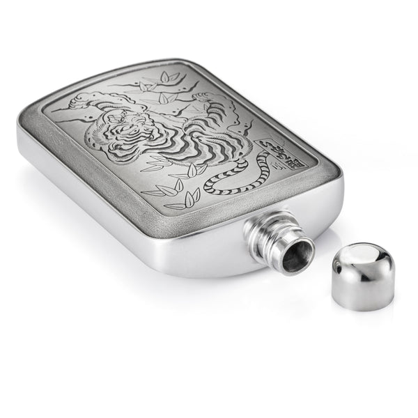 Limited Edition Ortis Tiger Pewter Hip Flask by Royal Selangor