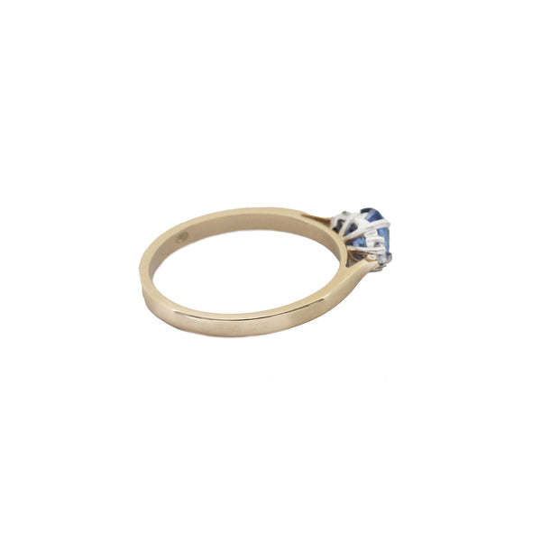 Sapphire & Diamond Three Stone Ring in 18ct Gold