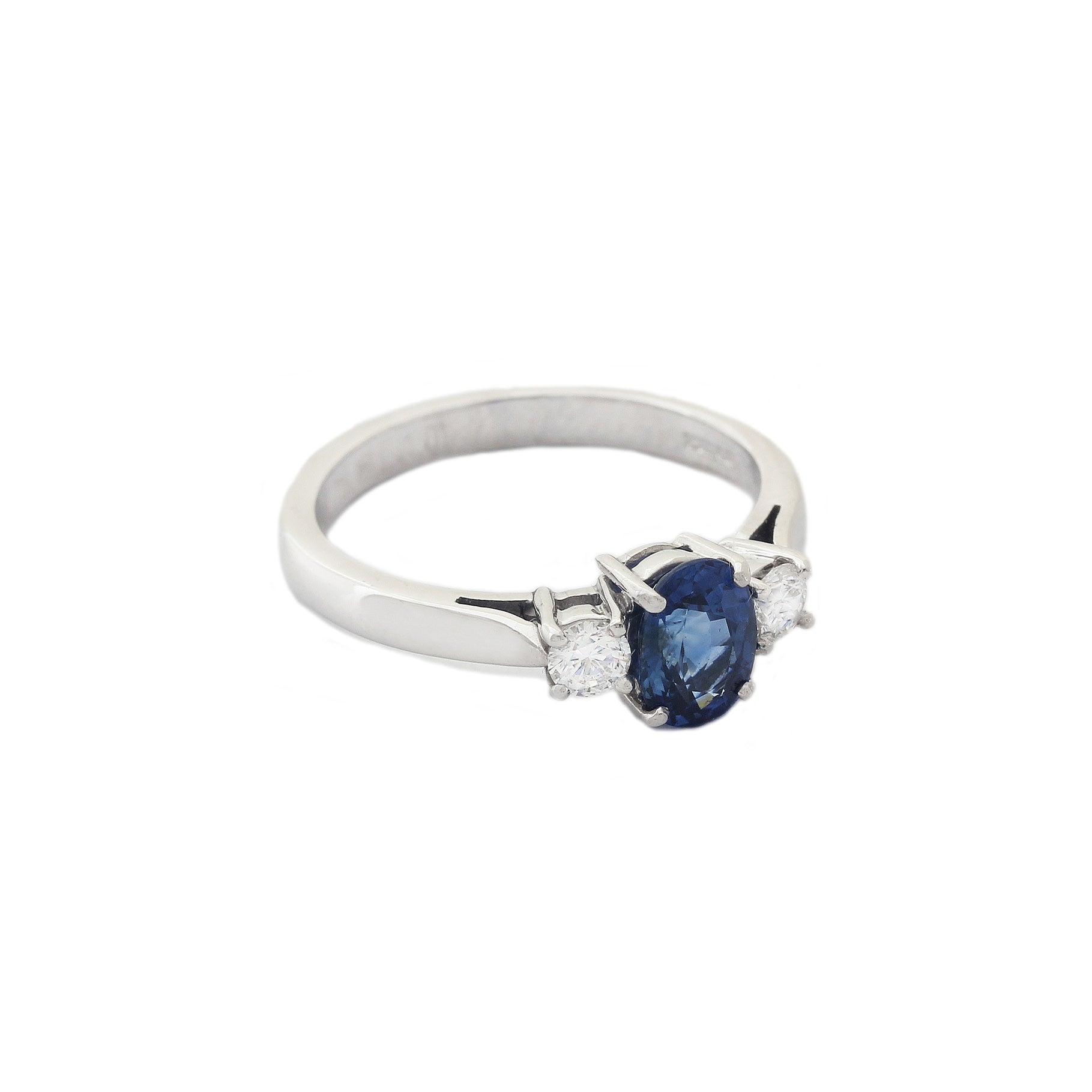 Sapphire and Diamond Three Stone Ring in 18ct Gold