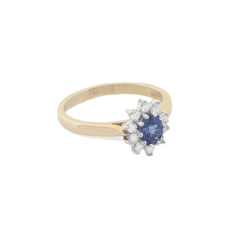 Sapphire and Diamond Cluster Ring in 18ct Gold