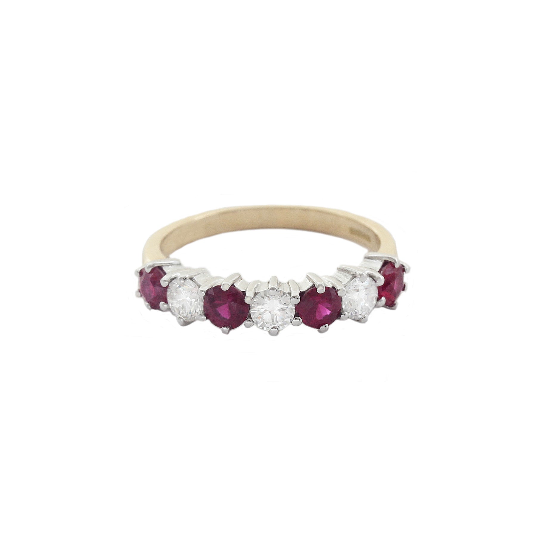 Ruby and Diamond Half Eternity Ring