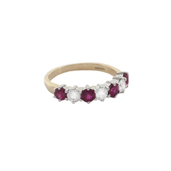 Ruby and Diamond Half Eternity Ring