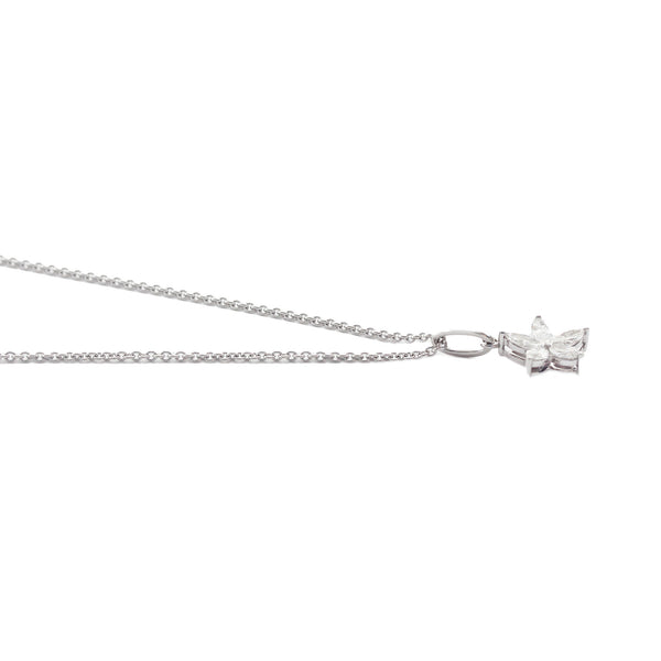 Diamond Marquise Cut Flower Pendant and Chain in 18ct White Gold