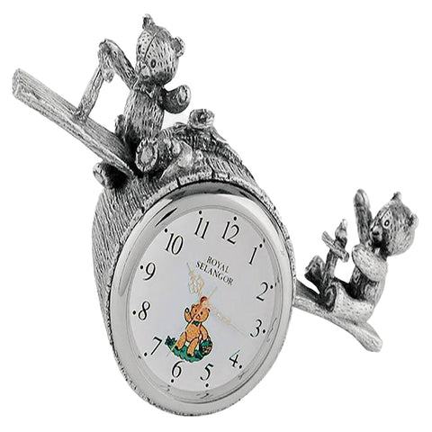 Pewter Teddy Bears Picnic Seesaw Clock by Royal Selangor