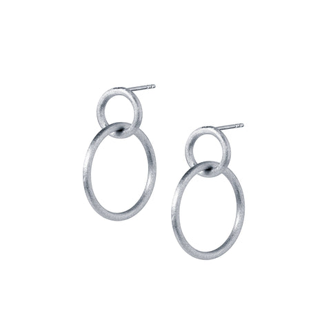 Silver Double Hoop Earrings by Christin Ranger