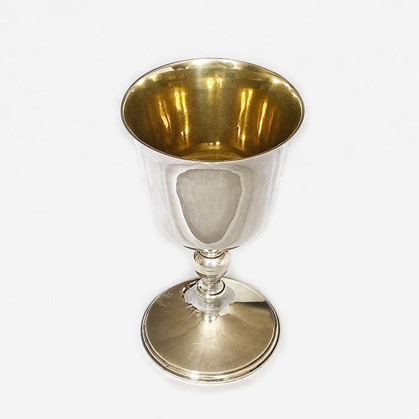 a vintage silver and gilt wine goblet dated 1979