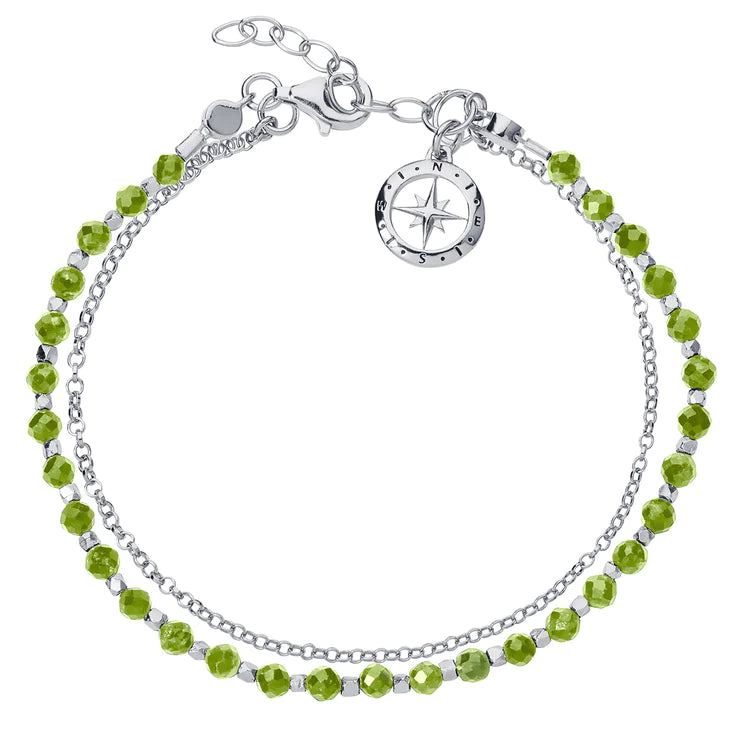 Friendship Bracelet in Silver with Peridot by Christin Ranger