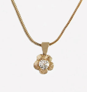 Diamond Set Flower Design Pendant Necklace - Secondhand