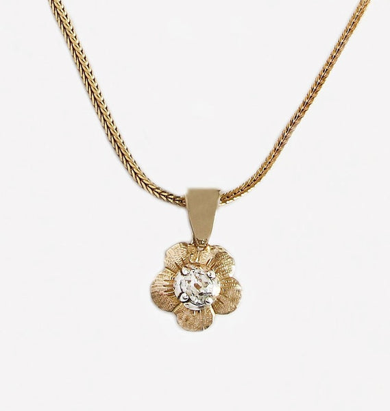 Diamond Set Flower Design Pendant Necklace - Secondhand